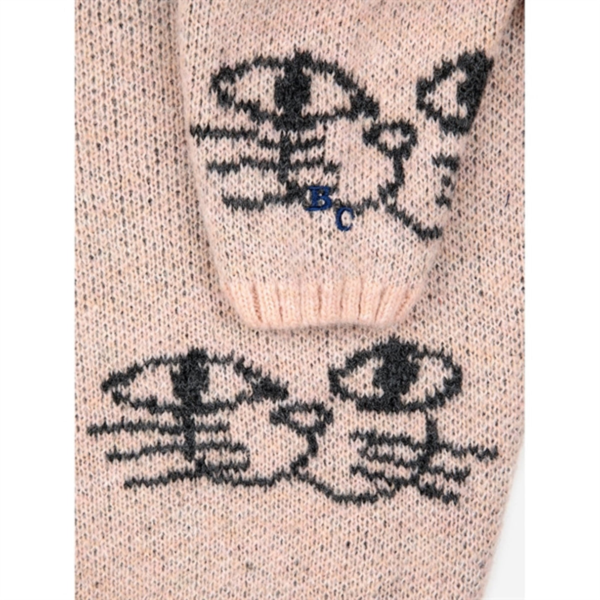 Bobo Choses Light Pink Smiling Cat Jacquard Knit Blouse AOP 2