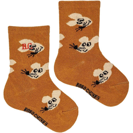 Bobo Choses Brown Mouse Socks AOP