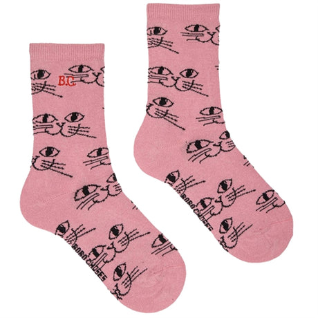 Bobo Choses Pink Smiling Cat Socks AOP