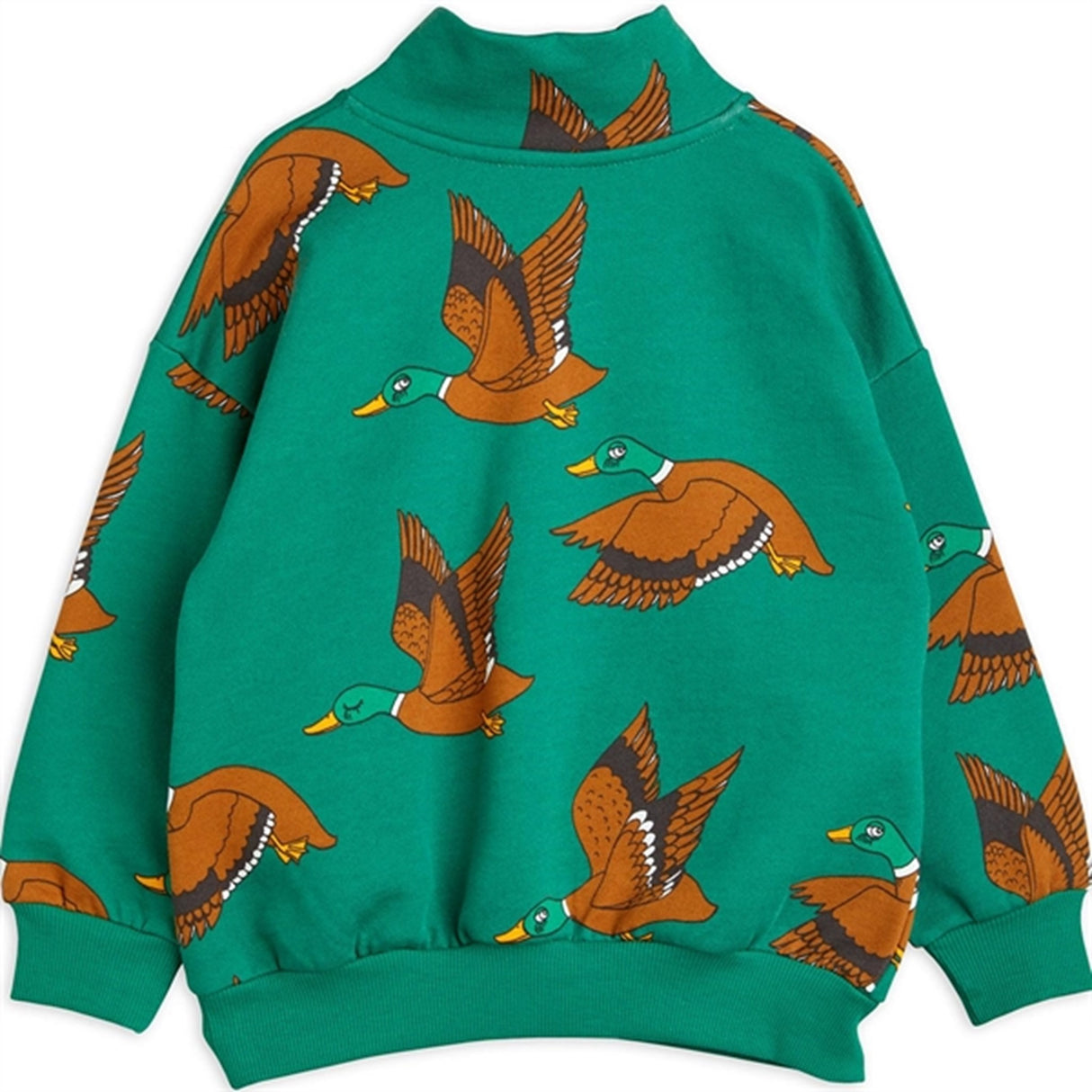 Mini Rodini Ducks Aop Halfzip Sweatshirt Green