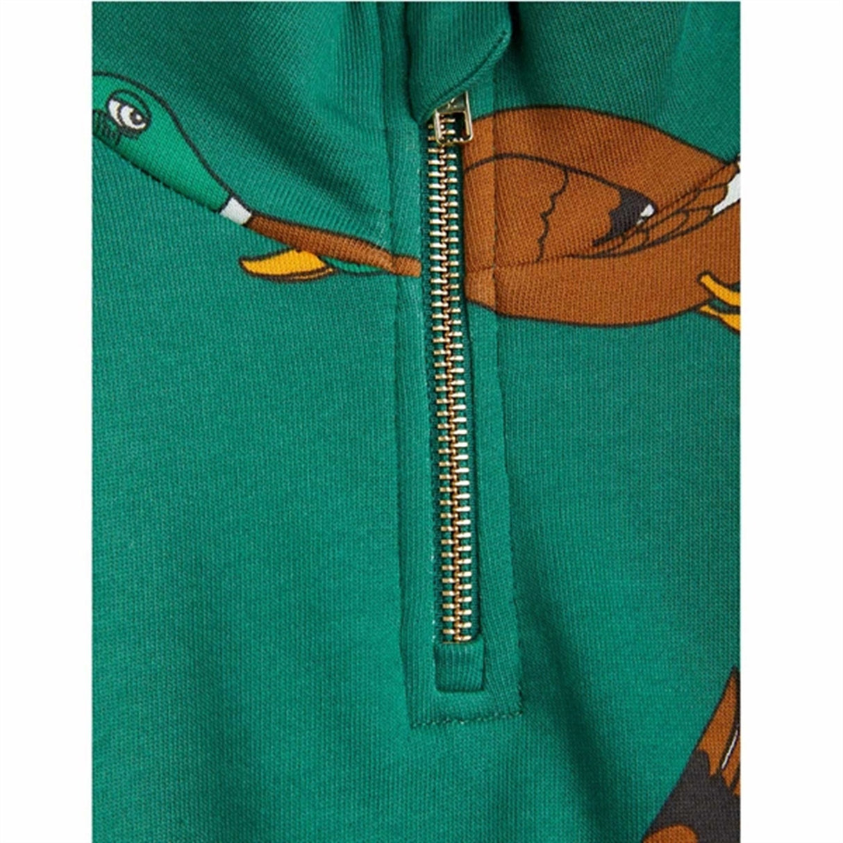 Mini Rodini Ducks Aop Halfzip Sweatshirt Green