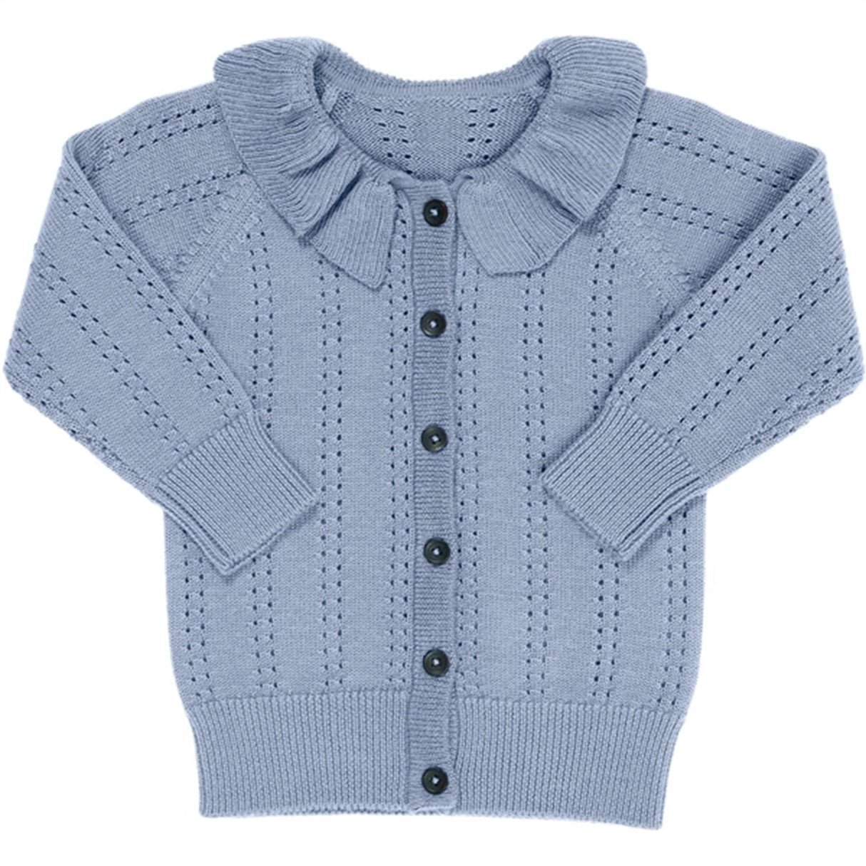 Copenhagen Colors Dusty Blue Merino Cardigan W. Collar