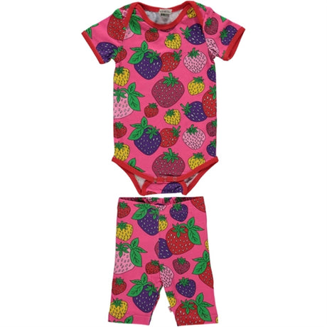 Småfolk Pink Strawberry Body & Shorts Set