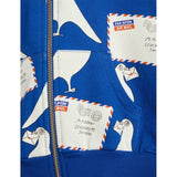 Mini Rodini Pigeons Aop Zip Hoodie Blue 2