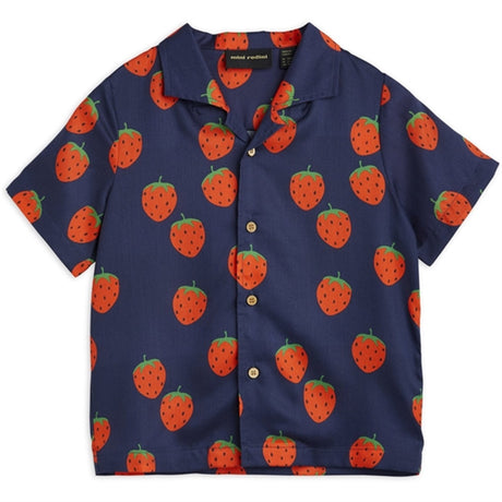 Mini Rodini Strawberries Aop Woven Shirt Blue