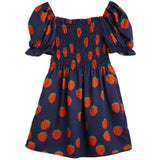 Mini Rodini Strawberries Aop Woven Ss Dress Blue 4