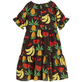 Mini Rodini Fruits Aop Woven Ss Dress Brown 6