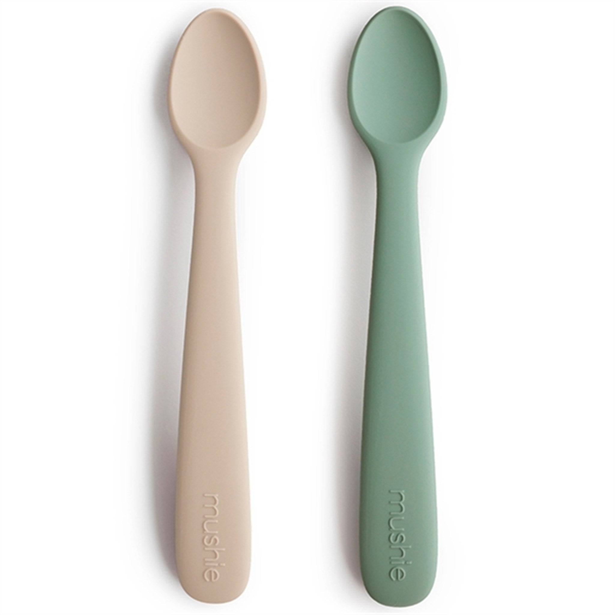 Mushie Silicone Spoons 2-pack Cambridge Blue/Shifting Sand