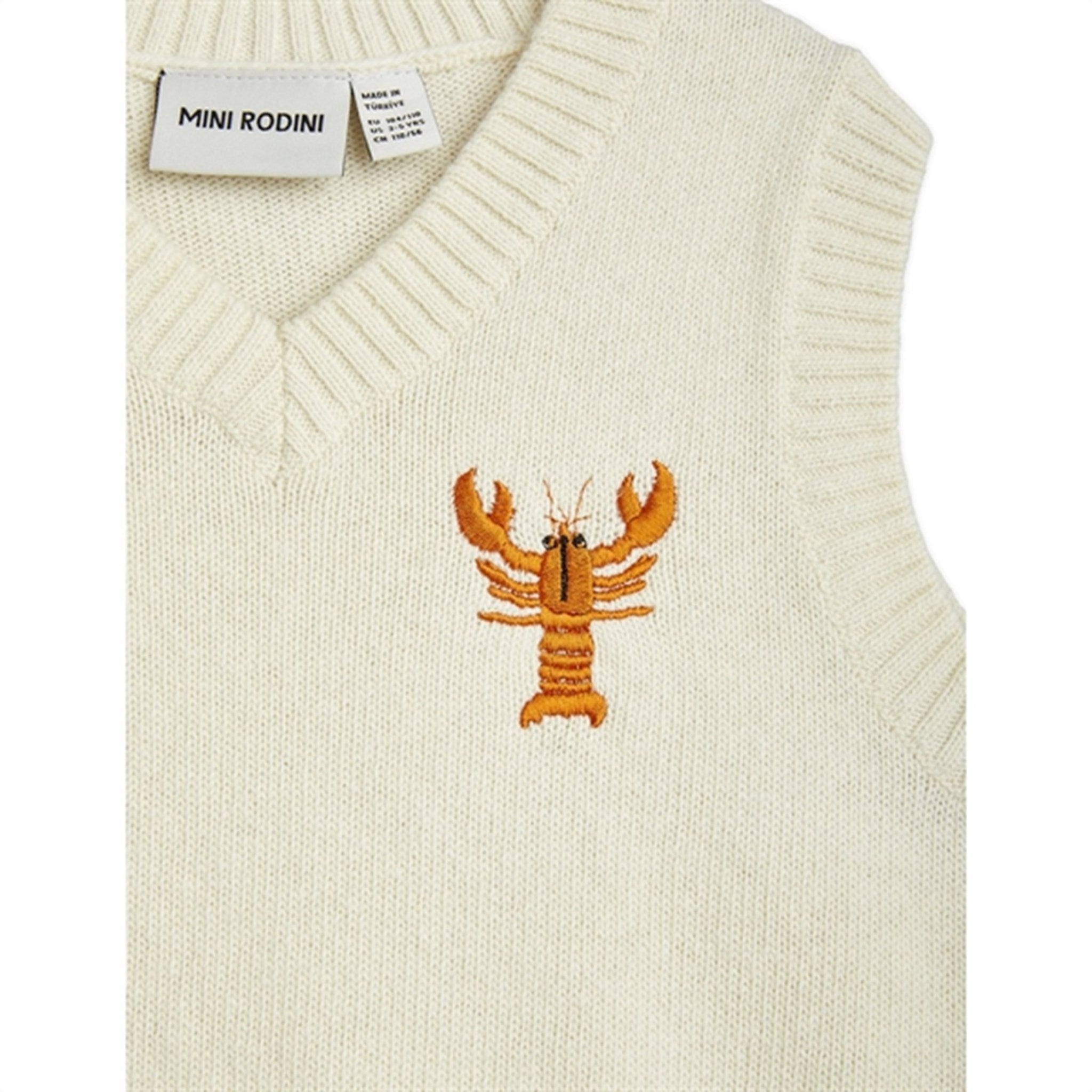 Mini Rodini Lobster Knitted Slipover Vest White 3