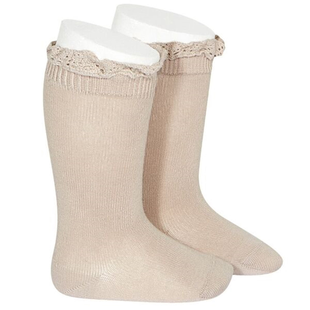 Cóndor Knee Socks w/ Lace Edge Stone