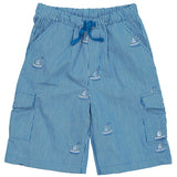 Copenhagen Colors Sharp Blue Stripe Twill Shorts w. Embroidery