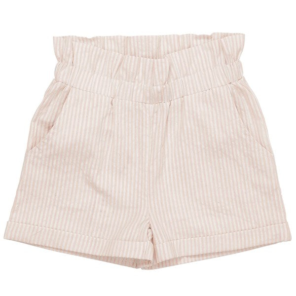 Copenhagen Colors Dusty Rose W Cream Stripe Seersucker Shorts w. Ruffles