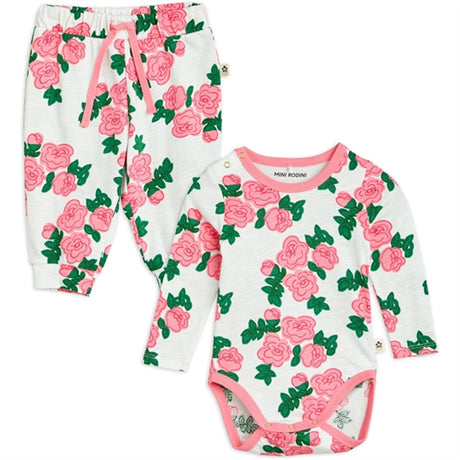 Mini Rodini Roses Aop Baby Set Pink