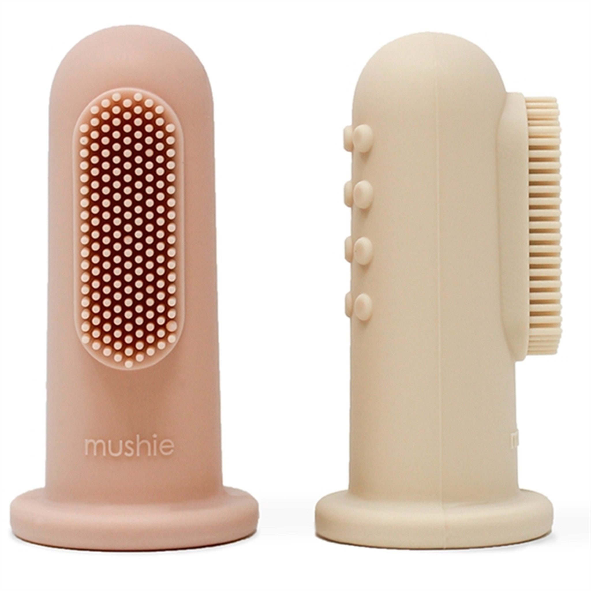 Mushie Finger Toothbrush 2-pack Blush/Shifting Sand