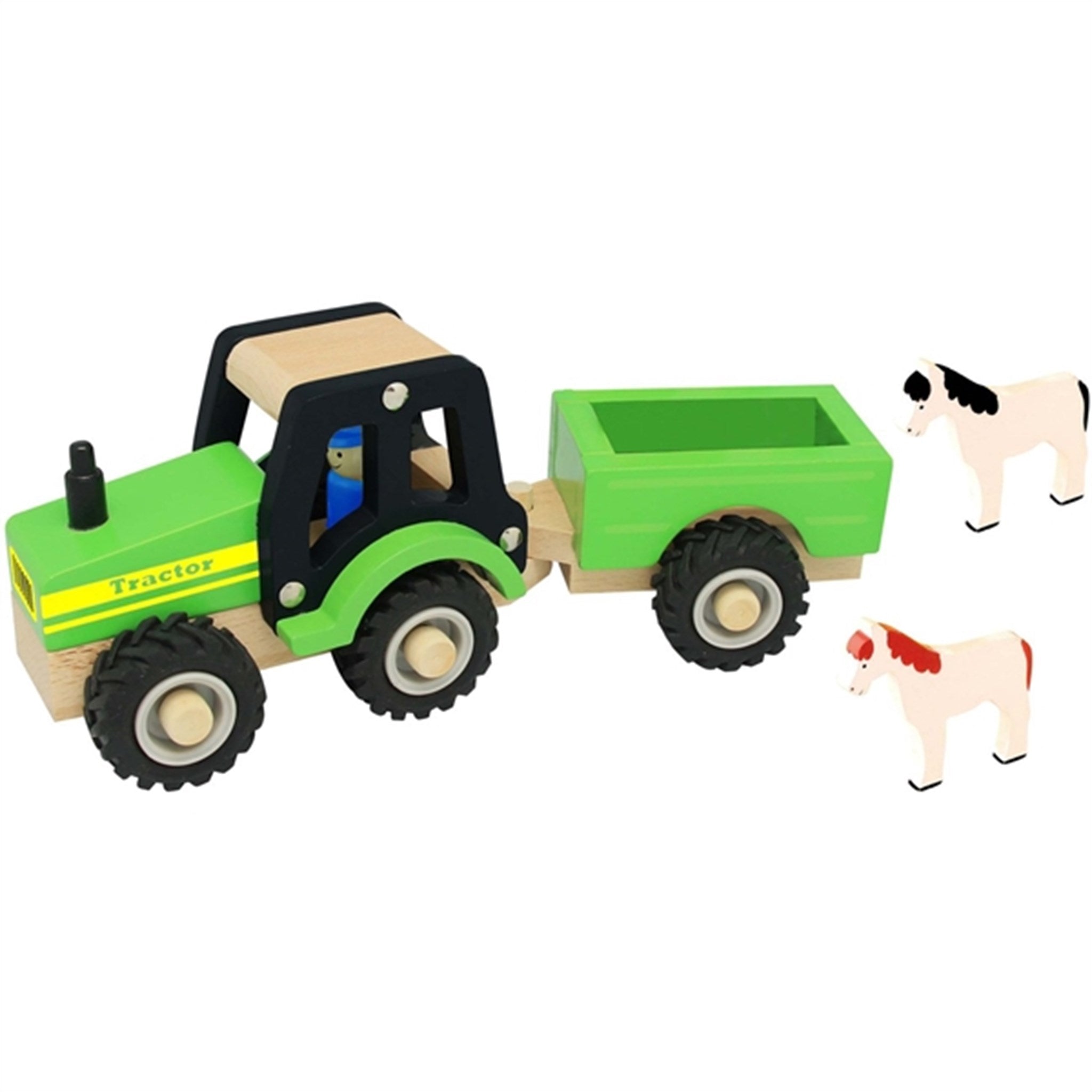 Magni Wooden Tractor with Trailer and Animals