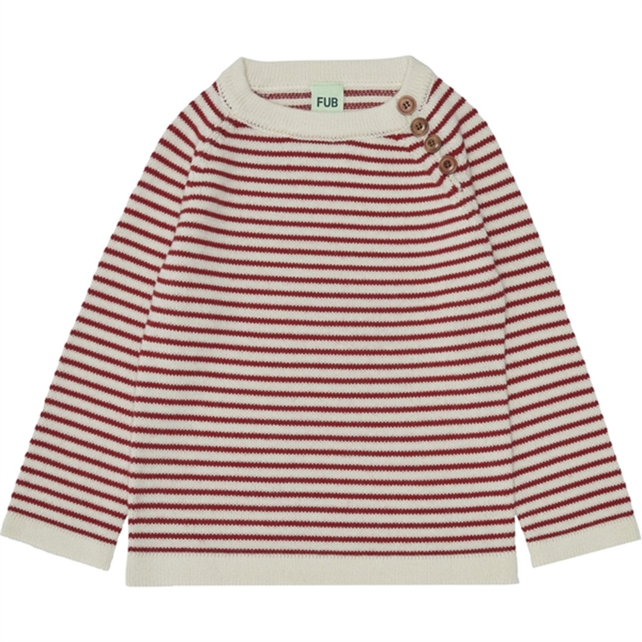 FUB Knitted Sweater Ecru/Pure Red