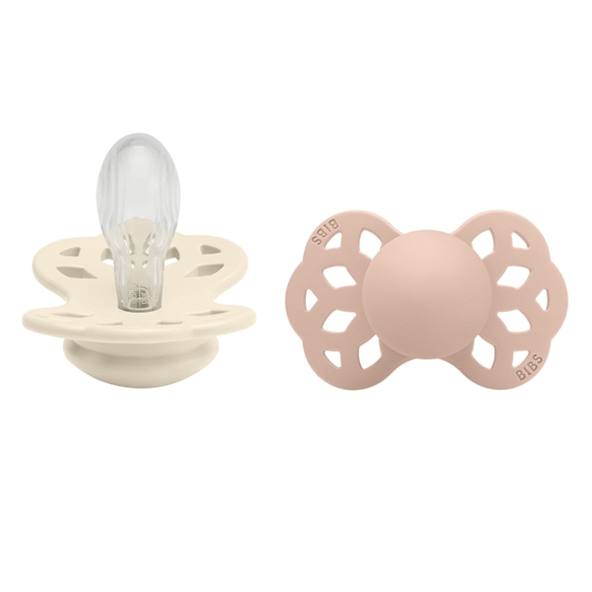 Bibs Infinity Silicone Symmetrical Bibs 2-pack Ivory/Blush