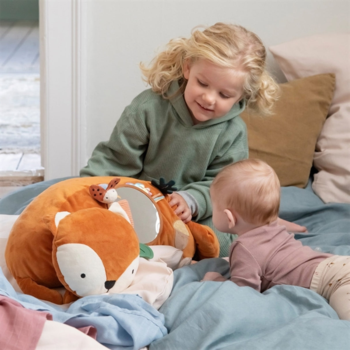 Sebra Tummy Time Pillow Sparky The Fox Dark Orange