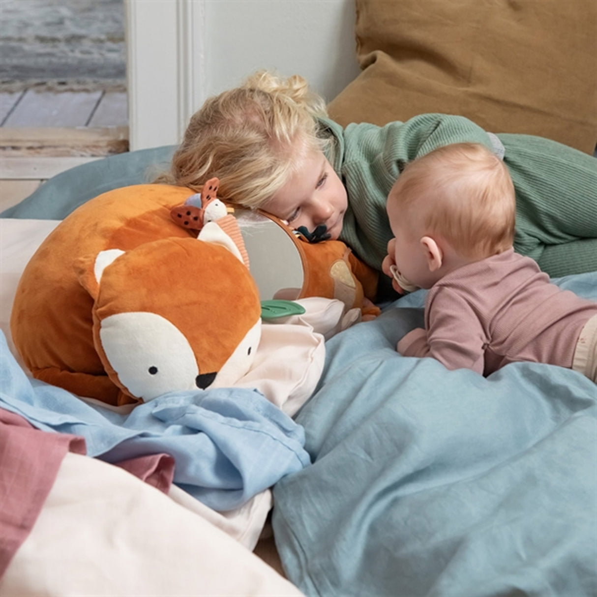 Sebra Tummy Time Pillow Sparky The Fox Dark Orange