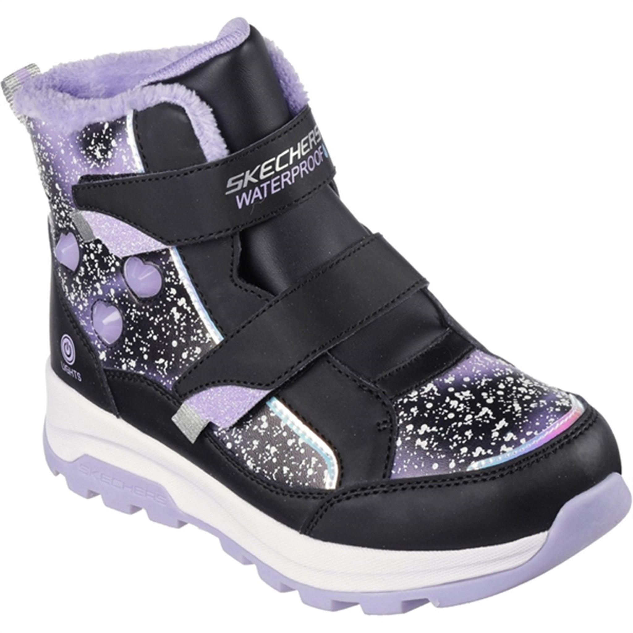 Skechers Girls Storm Blazer Waterproof Boots Black Lavender