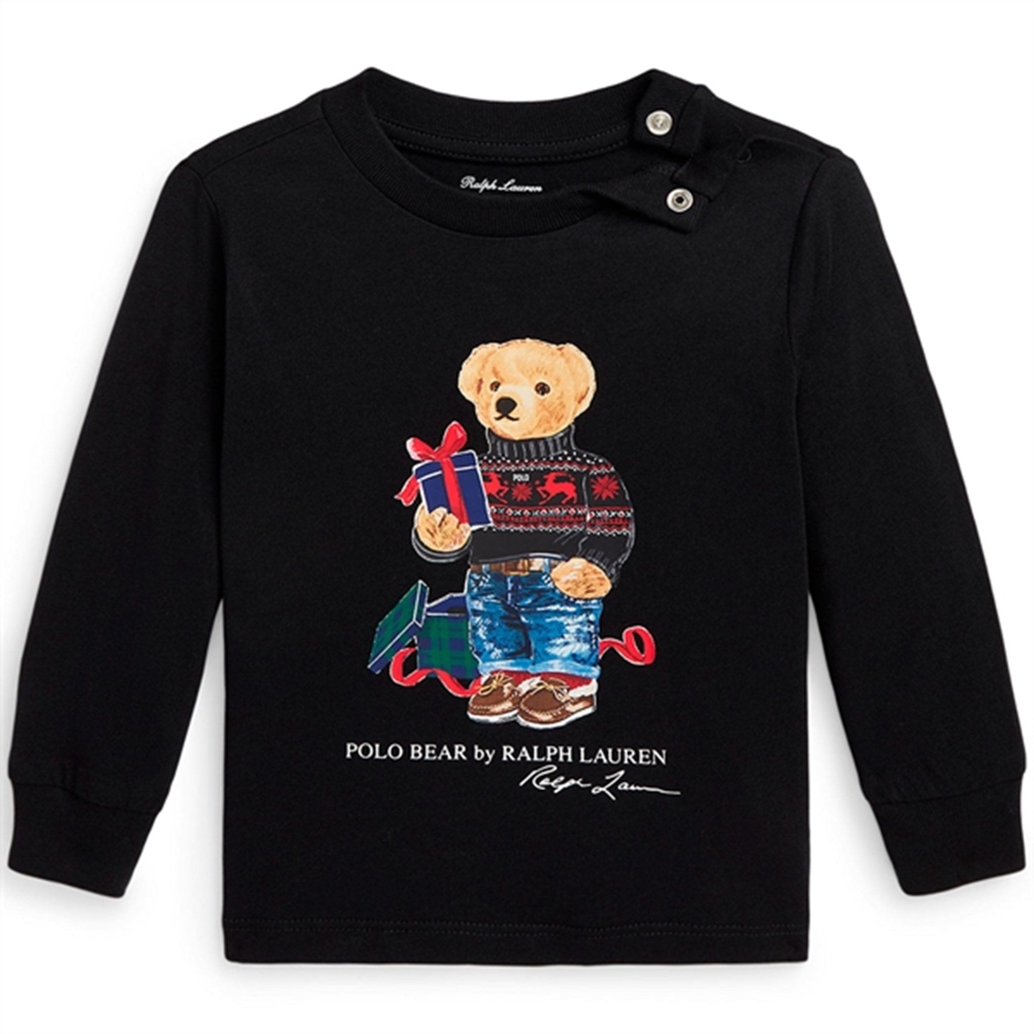 Ralph Lauren Baby Blouse Fa23 Polo Black Gift Bear