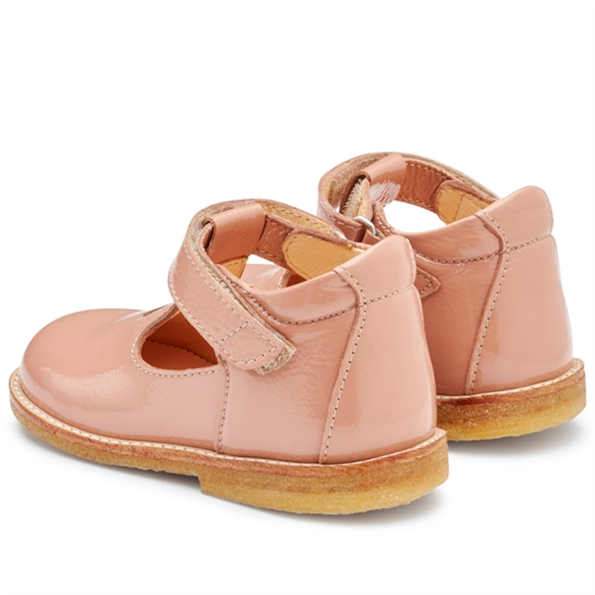 Angulus Mary Janes W. Heart and Velcro Dark Peach 3