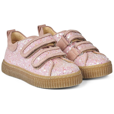 Angulus Glitter Sneaker W. Velcro Peach/Rose Glitter