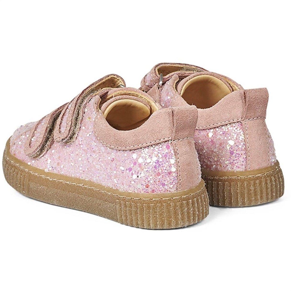 Angulus Glitter Sneaker W. Velcro Peach/Rose Glitter