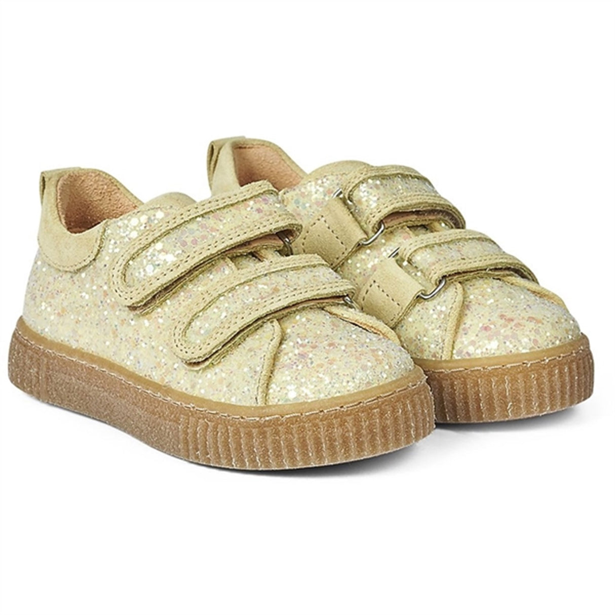 Angulus Glitter Sneaker M. Velcrolukning Lys Gul Glitter/Lys Gul