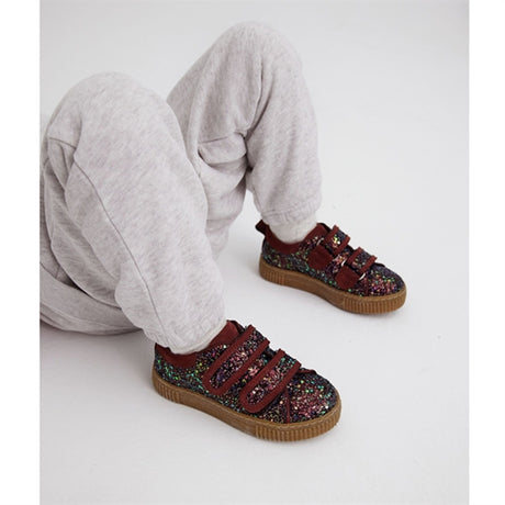 Angulus Sneakers w Velcro Plum Glitter/Bark