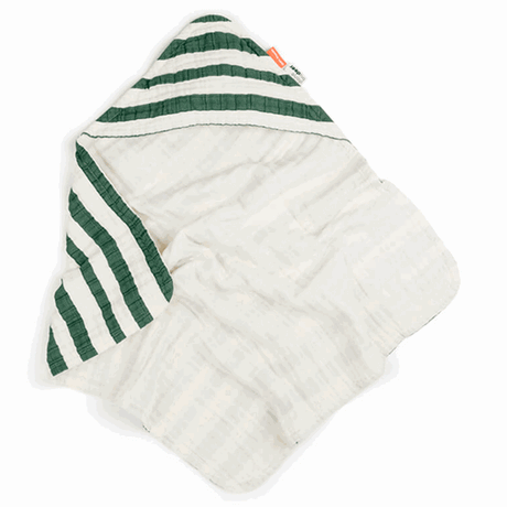 Done by Deer Towel W/Hood GOTS Stripes Green