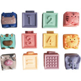 Magni Building Blocks With Numbers And Animals 12 Pieces