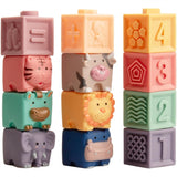 Magni Building Blocks With Numbers And Animals 12 Pieces