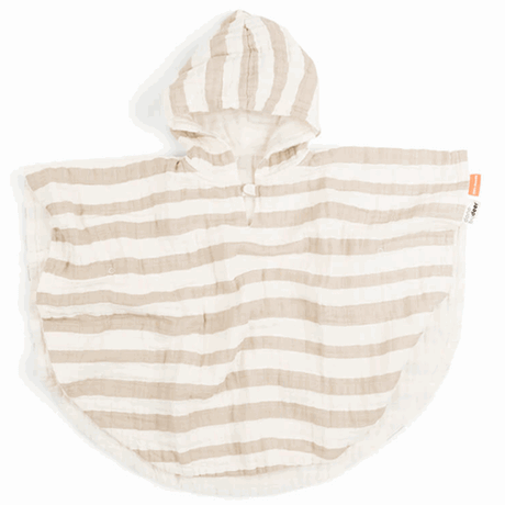 Done by Deer Bath Poncho GOTS Stripes Sand