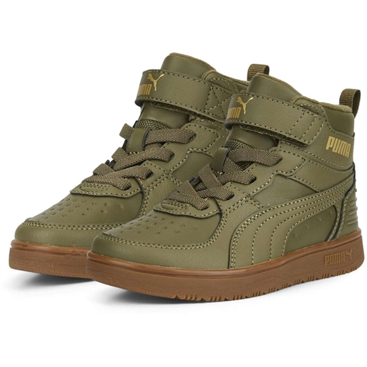 Puma Rebound Rugges V PS Deep Olive-Dark Chocolate-Team Gold Sneakers
