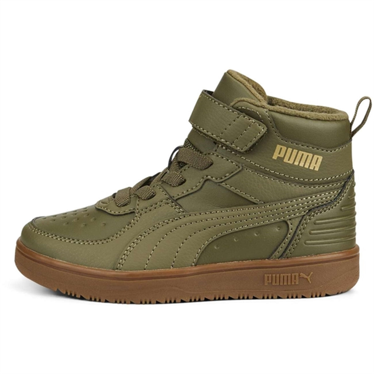 Puma Rebound Rugges V PS Deep Olive-Dark Chocolate-Team Gold Sneakers 2