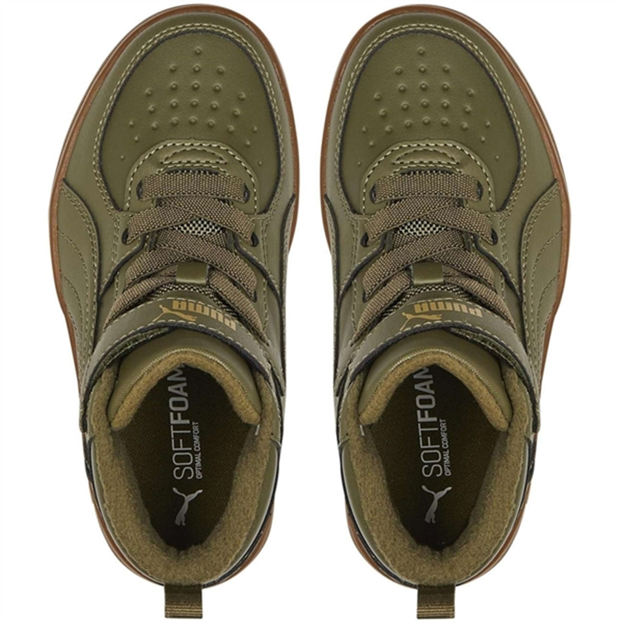 Puma Rebound Rugges V PS Deep Olive-Dark Chocolate-Team Gold Sneakers 4