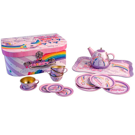 Magni Tea Set In Suitcase With Unicorn Motif Multi