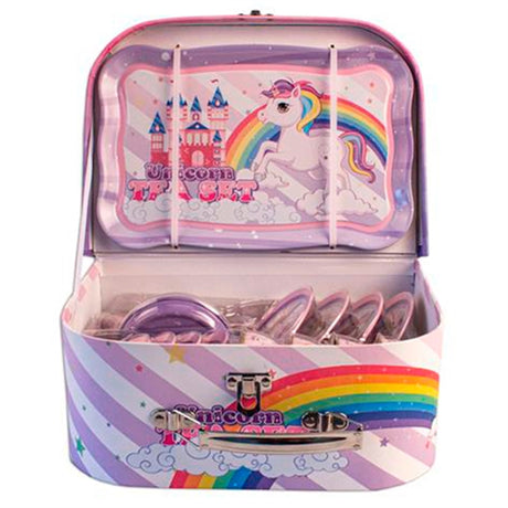 Magni Tea Set In Suitcase With Unicorn Motif Multi