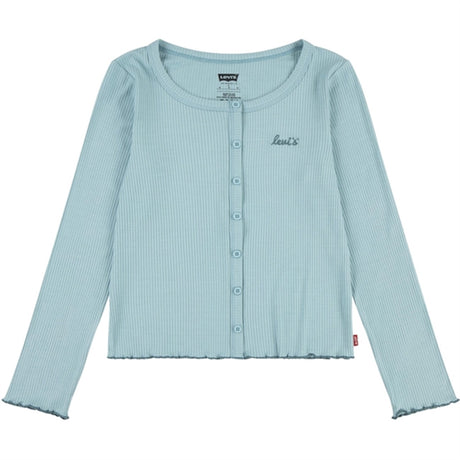 Levi's Scoop Neck Ribbed Blouse Aqua Sea Blue