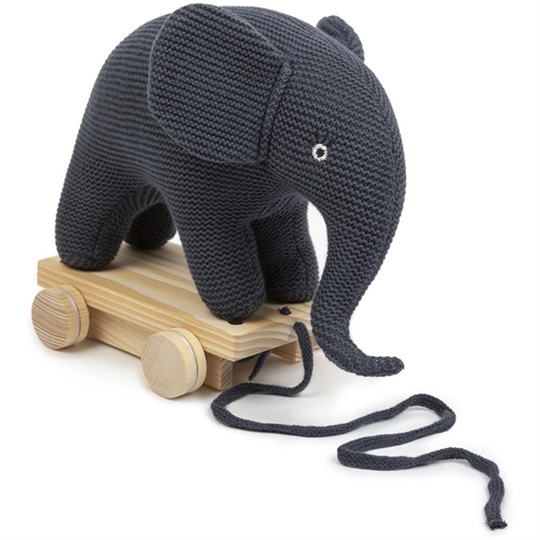 Smallstuff Knitted Pull Along Elephant Dark Denim