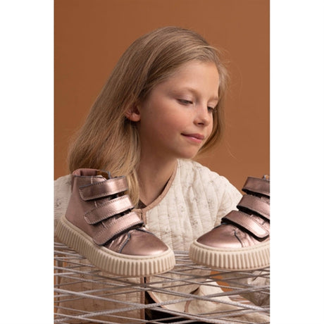 Bisgaard Debbie V Velcro Shoes Rose Gold Metallic 2