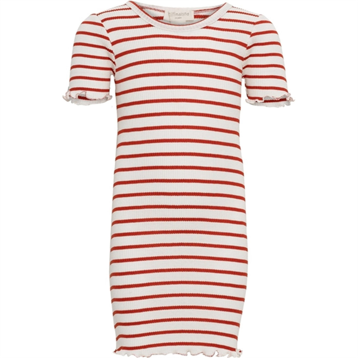 Minimalisma Bird Dress Poppy Red And Cream Stripes