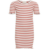 Minimalisma Bird Dress Poppy Red And Cream Stripes