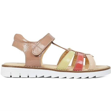 Angulus Sandal W. T-strap And Velcro Dark Peach/Peach/Coral/Light Yellow 2