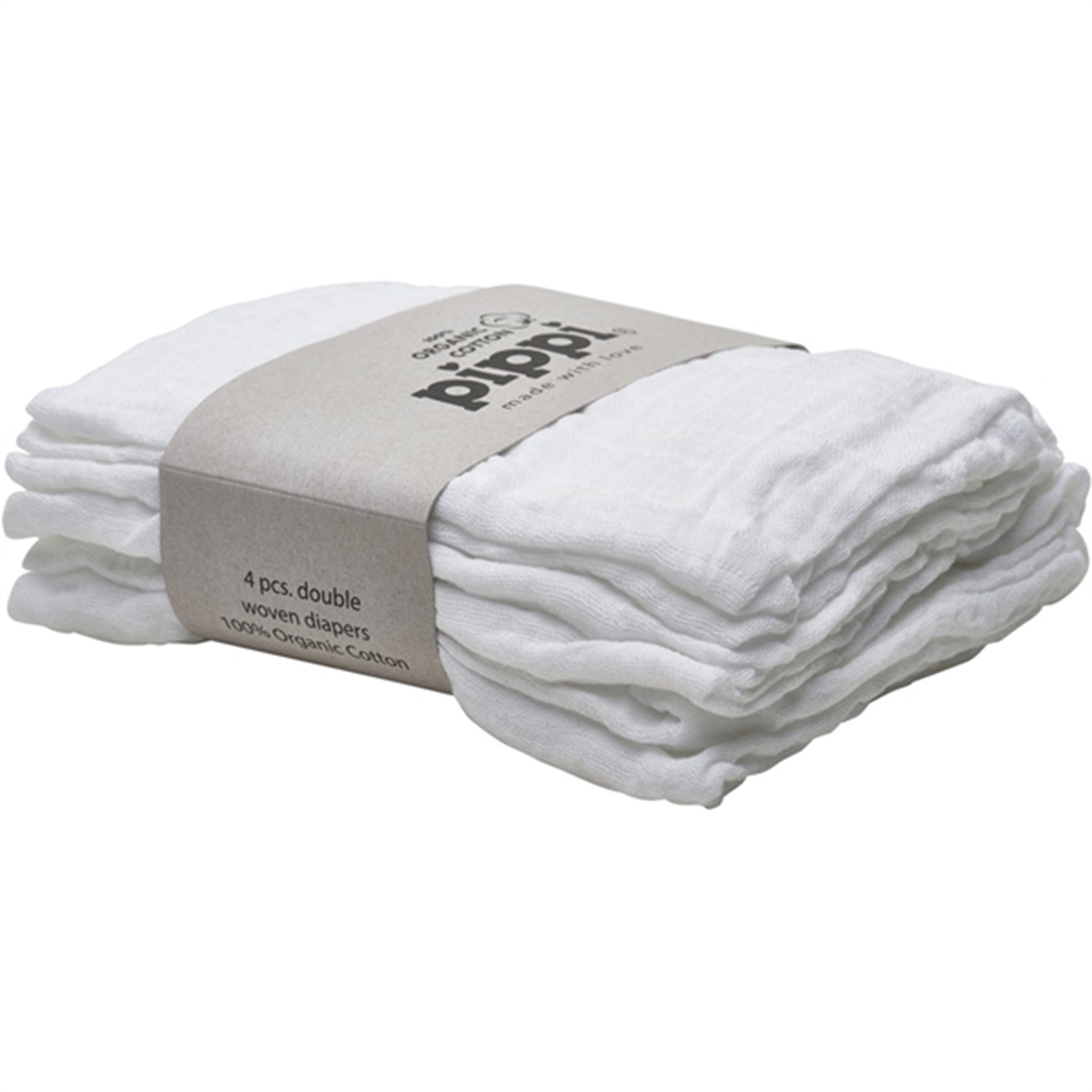 Pippi Organic Muslin Cloths 4-pack White