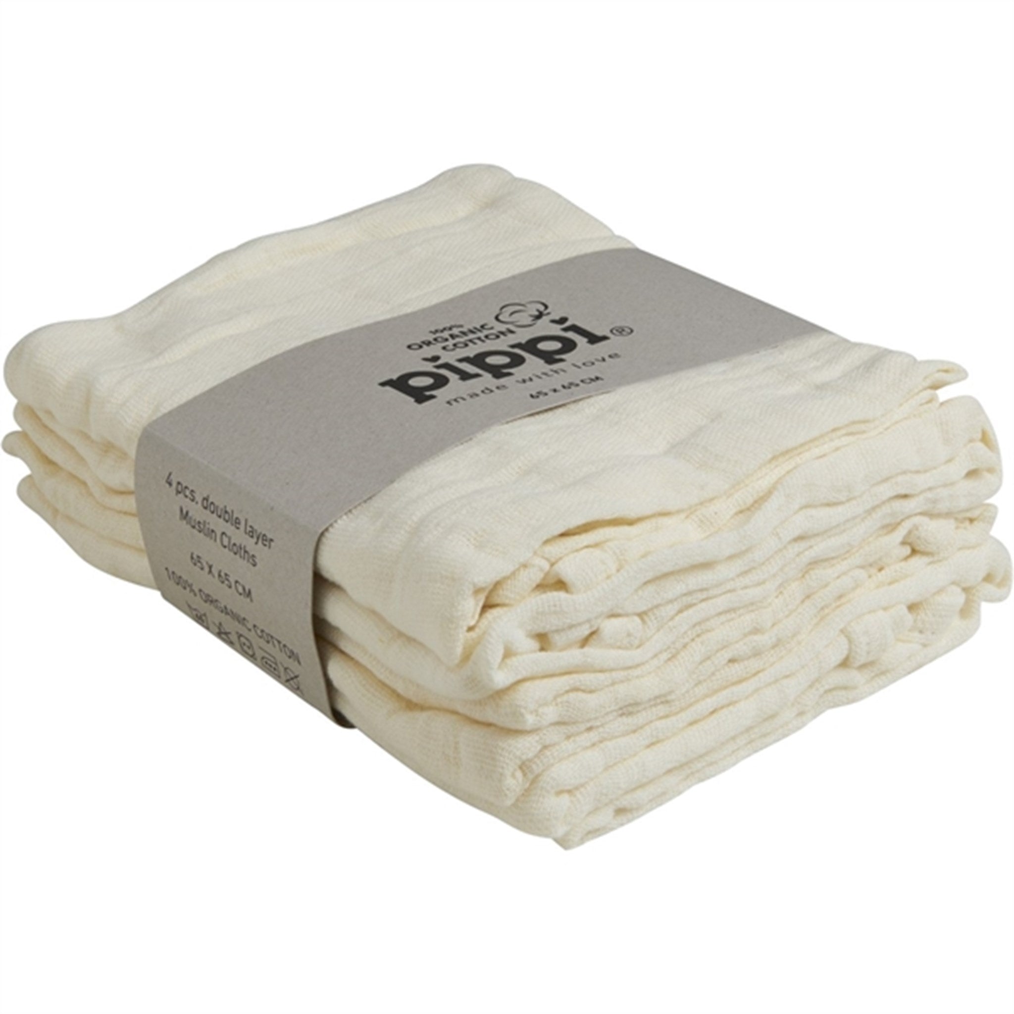 Pippi Organic Muslin Cloths 4-pack Marshmallow White