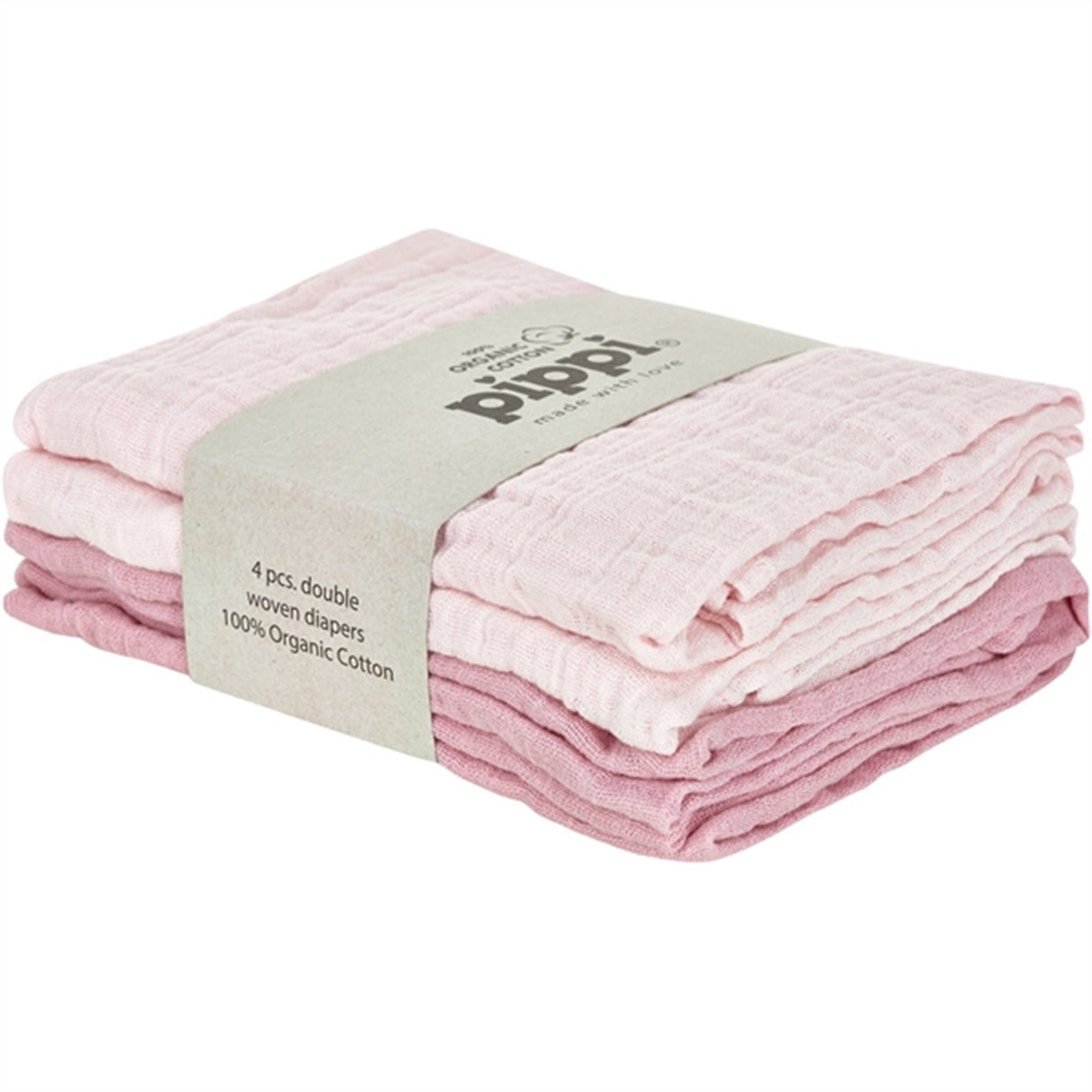 Pippi Organic Muslin Cloths 4-pack Shrinking Violet