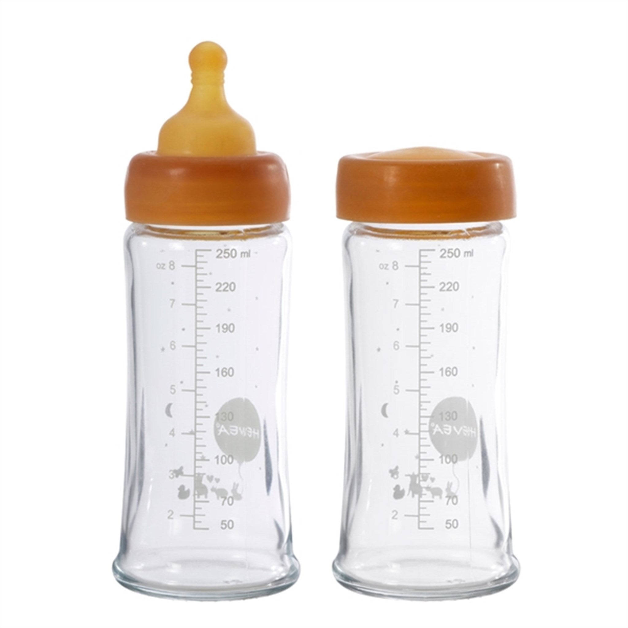 Hevea Baby Bottles Glass With Wide Neck 250 ml 2-Pack