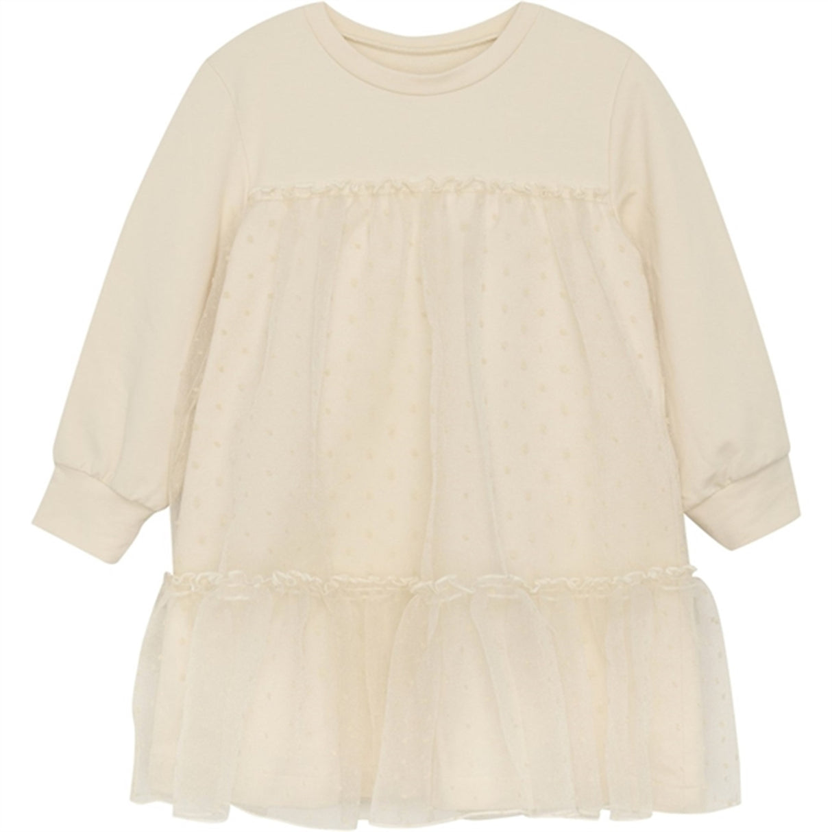 Huttelihut Dress LS m. Organza Party Off-white